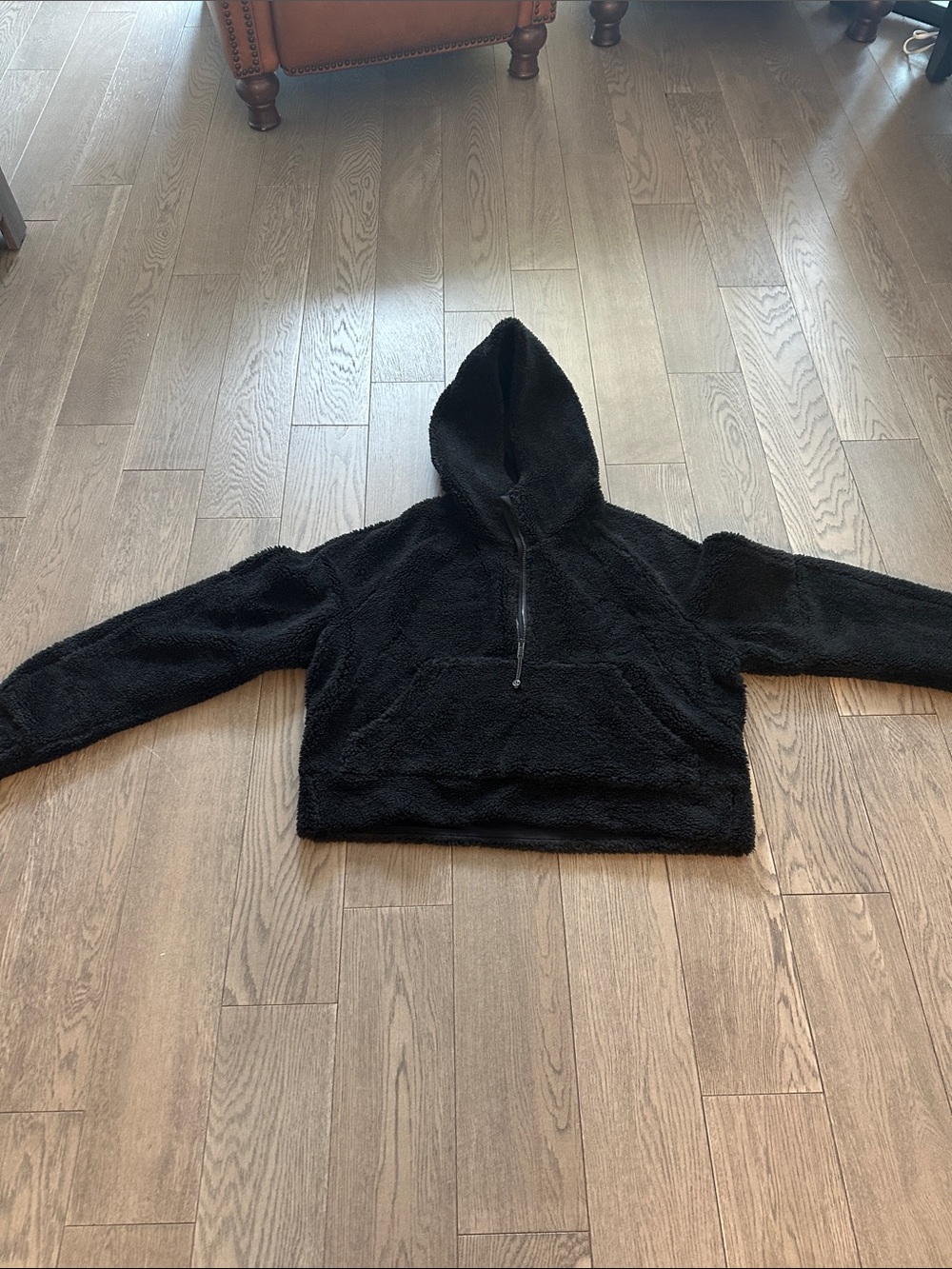 Women. Black Sherpa Hoodie Jacket